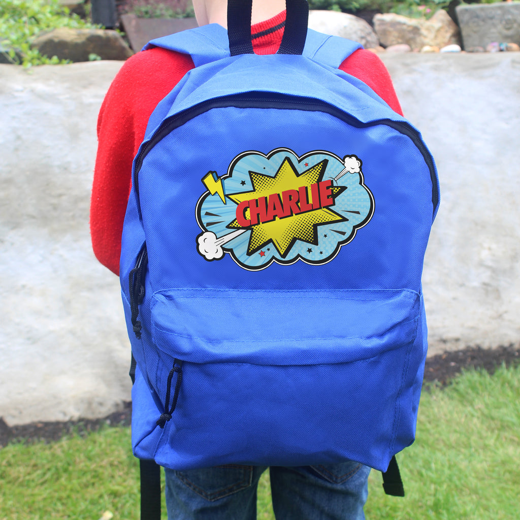 Personalised Superhero Blue Backpack | Christmas Gift