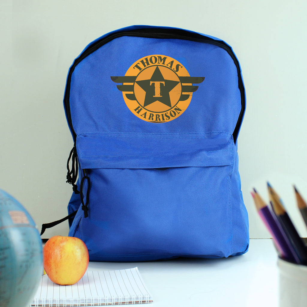 Personalised Badge Blue Backpack | Textiles | Inspired Creative Gifts
