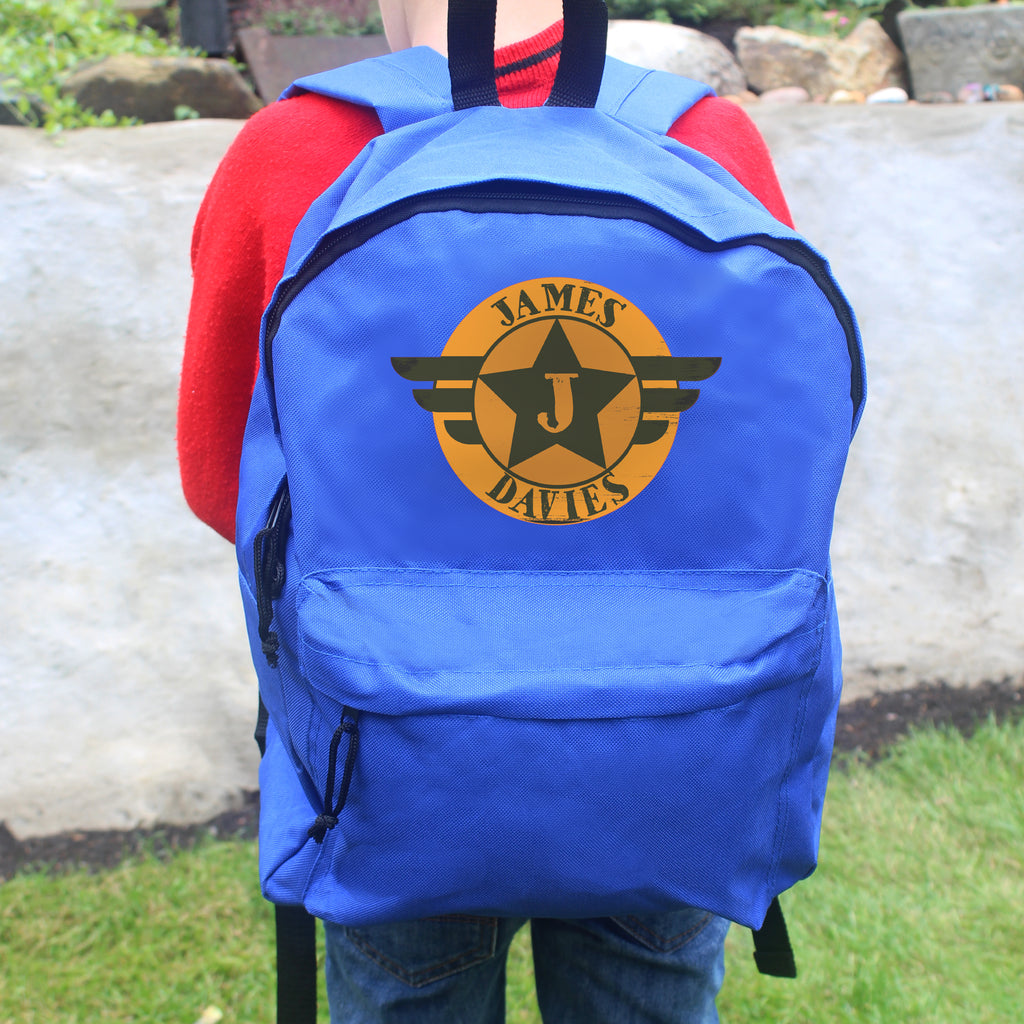 Personalised Badge Blue Backpack | Textiles | Inspired Creative Gifts