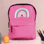 Personalised Pastel Rainbow Pink Backpack for Christmas