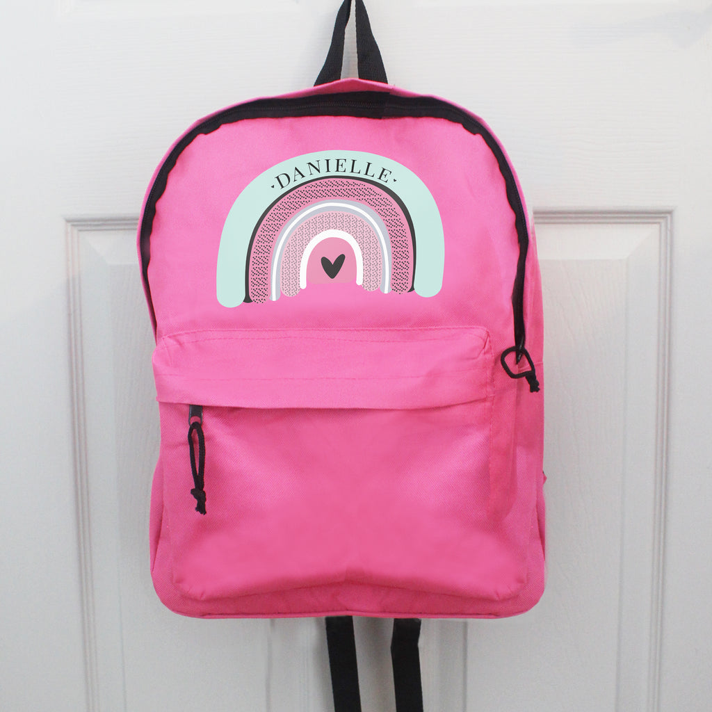 Personalised Pastel Rainbow Pink Backpack for Christmas