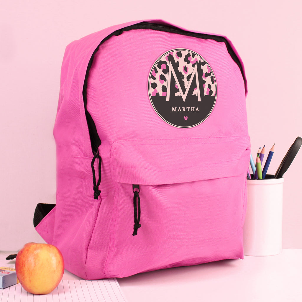 Personalised Leopard Print Pink Backpack | Textiles