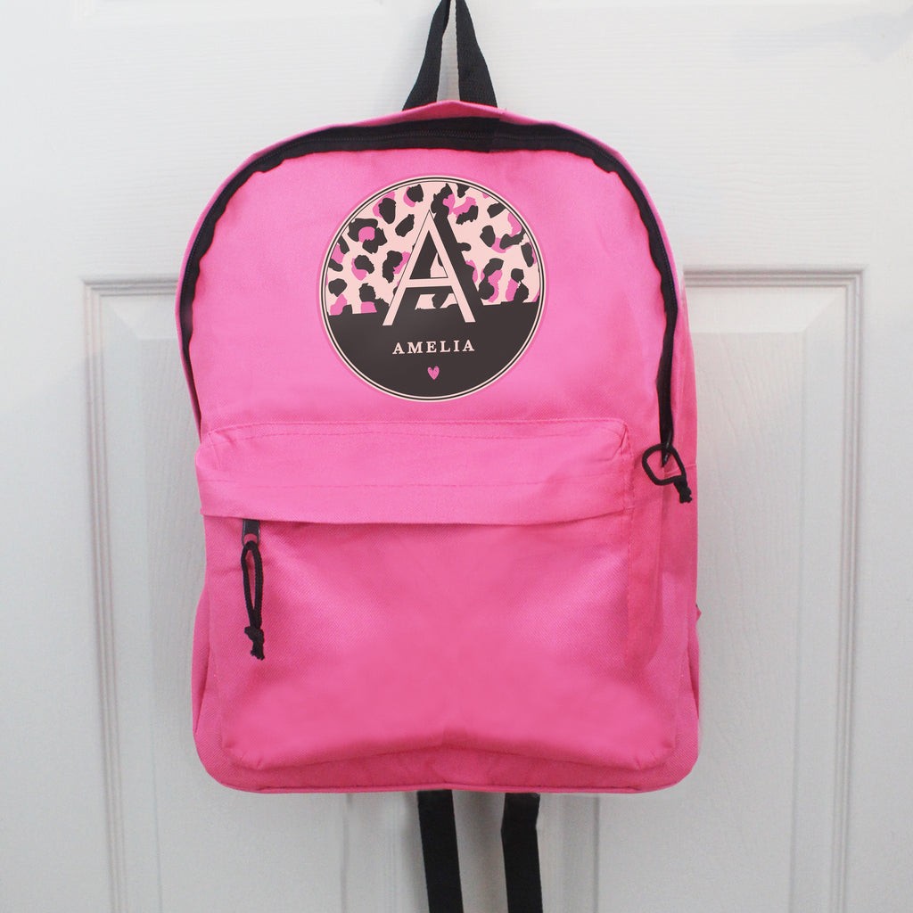 Personalised Leopard Print Pink Backpack | Textiles