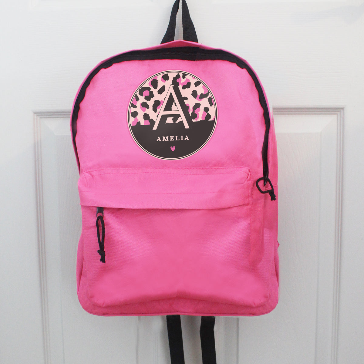 Personalised Leopard Print Pink Backpack | Textiles
