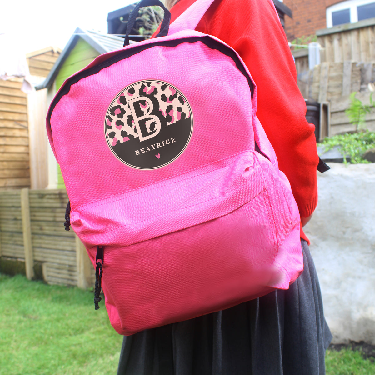 Personalised Leopard Print Pink Backpack | Textiles