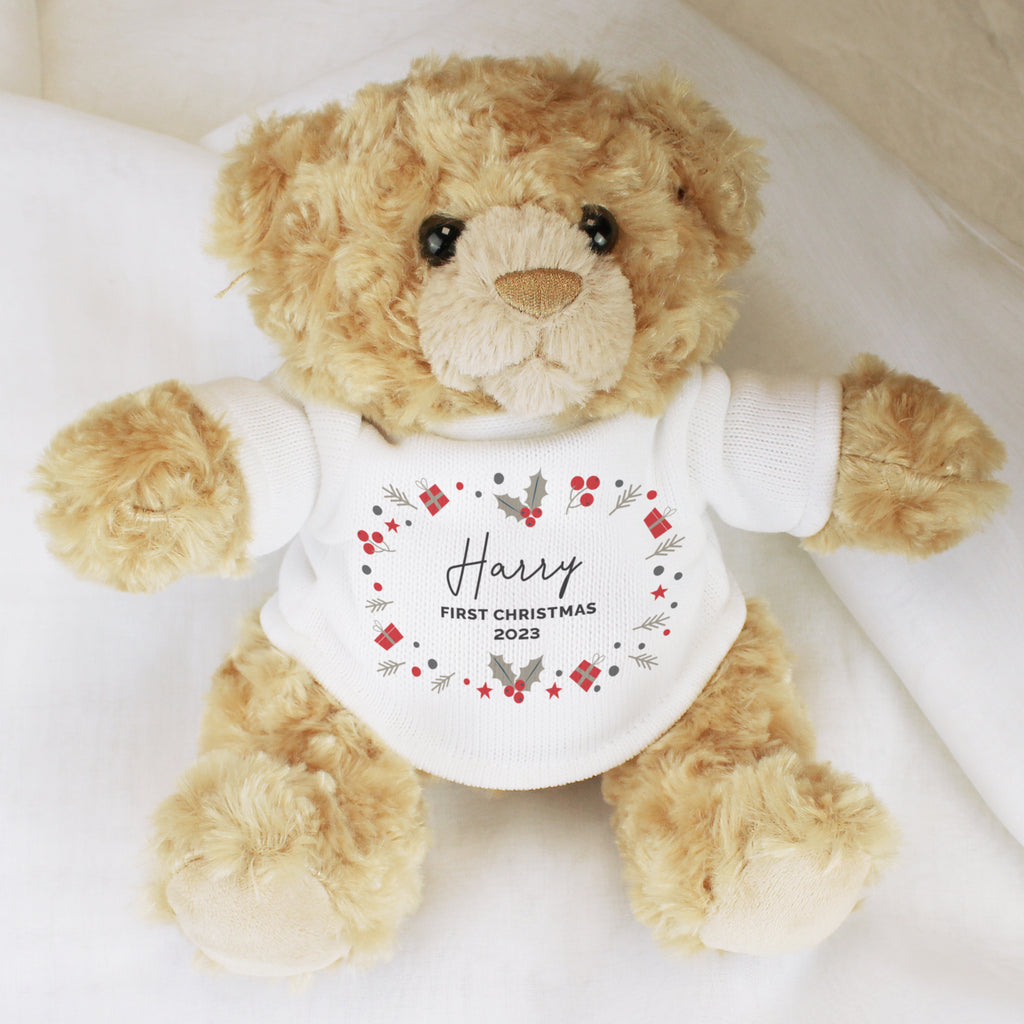 Personalised Christmas Teddy Bear - Plush Soft Toy - Inspired Creative Gifts