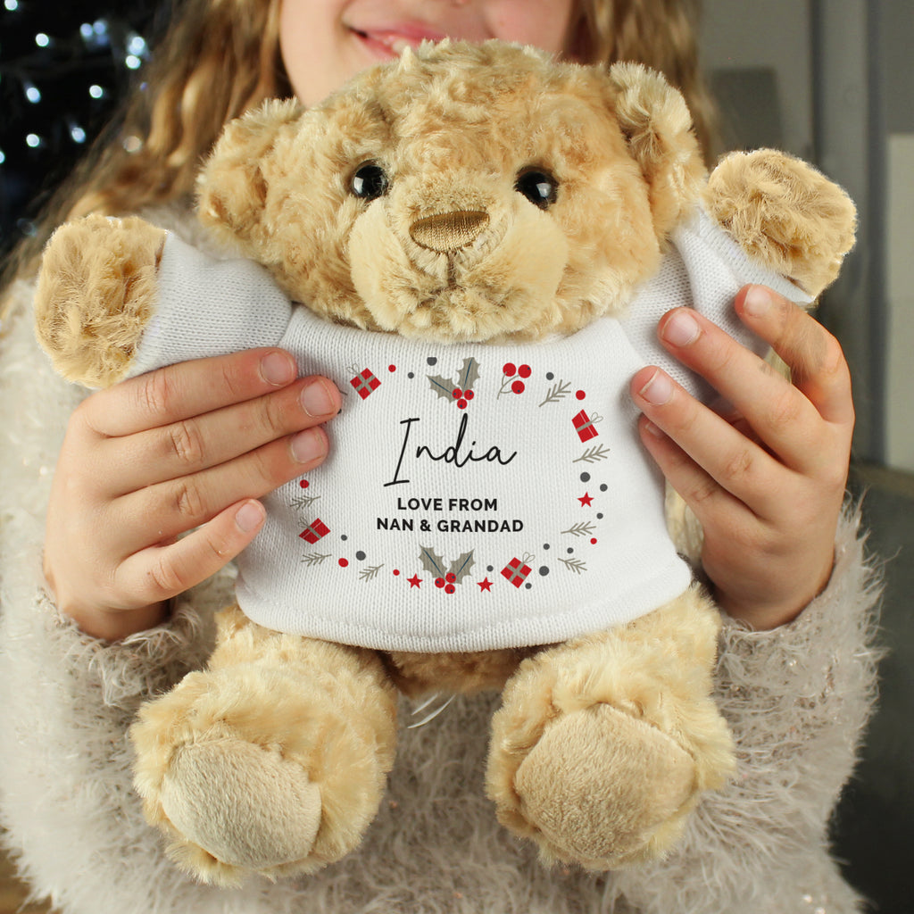 Personalised Christmas Teddy Bear - Plush Soft Toy - Inspired Creative Gifts