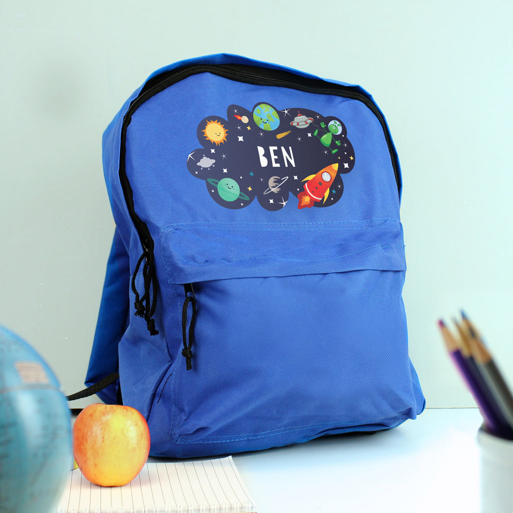 Personalised Space Blue Backpack | Textiles | Inspired Creative Gifts