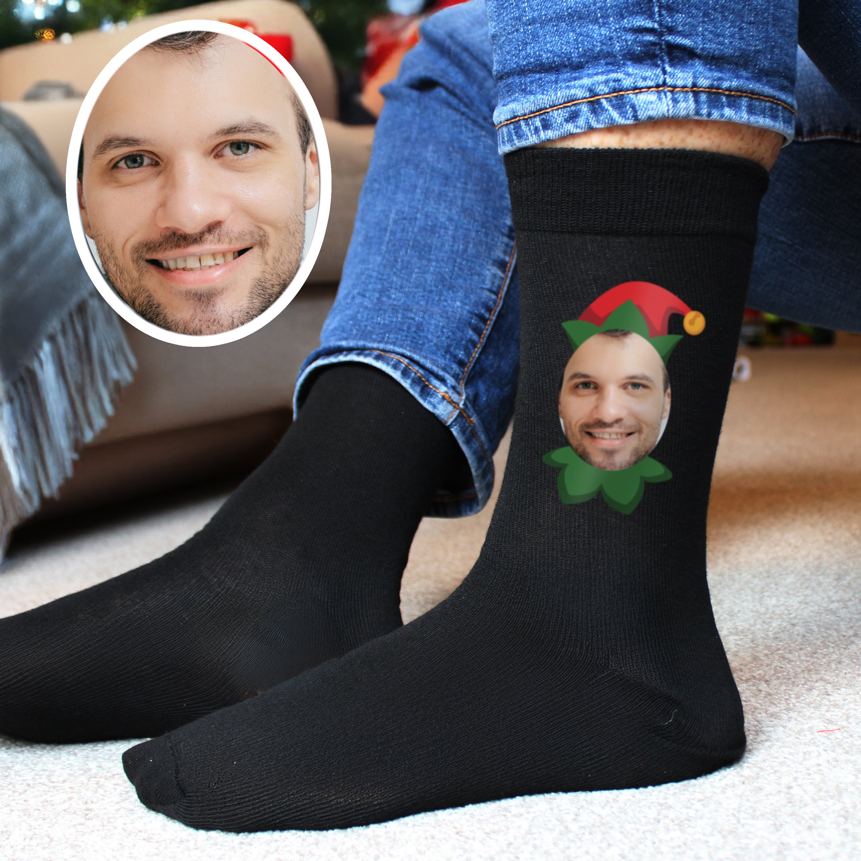 Personalised Photo Upload Elf Christmas Socks |  | Inspired Creative Gifts