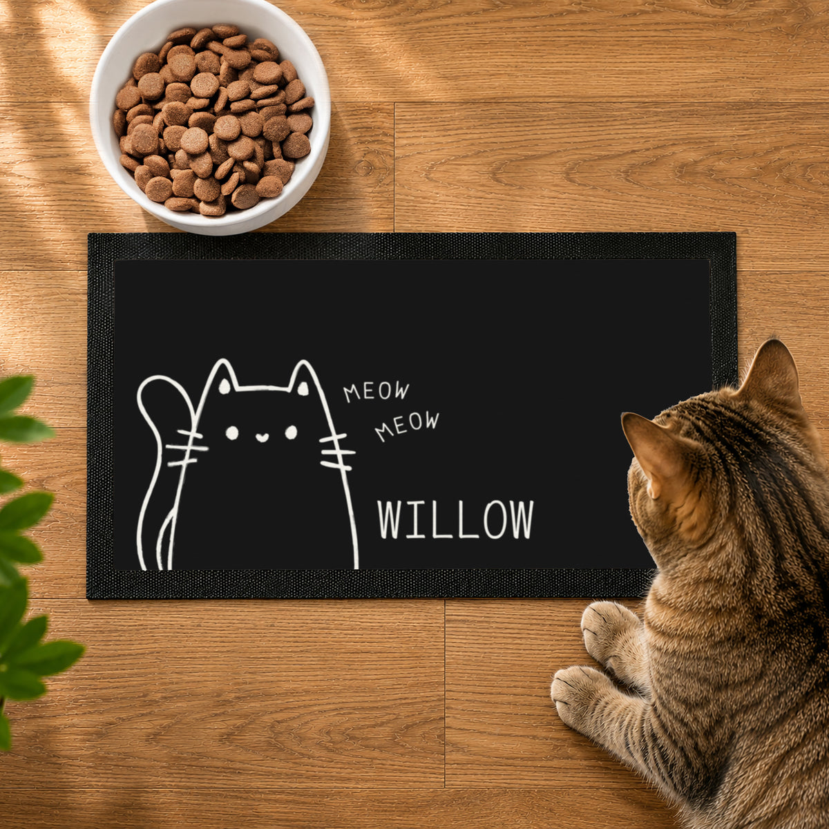 Personalised Cartoon Cat Bowl Mat | Gift for Pets