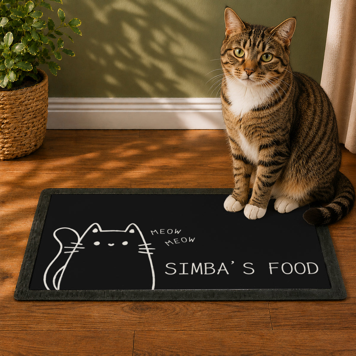 Personalised Cartoon Cat Bowl Mat | Gift for Pets