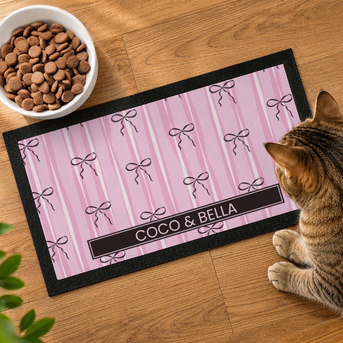 Personalised Pink Bow Pet Bowl Mat | Pet Gifts | Inspired Creative Gifts