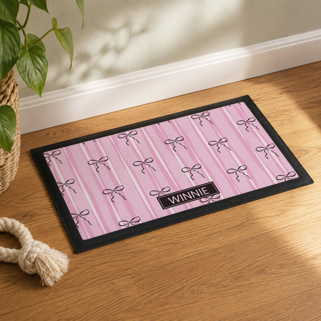 Personalised Pink Bow Pet Bowl Mat | Pet Gifts | Inspired Creative Gifts