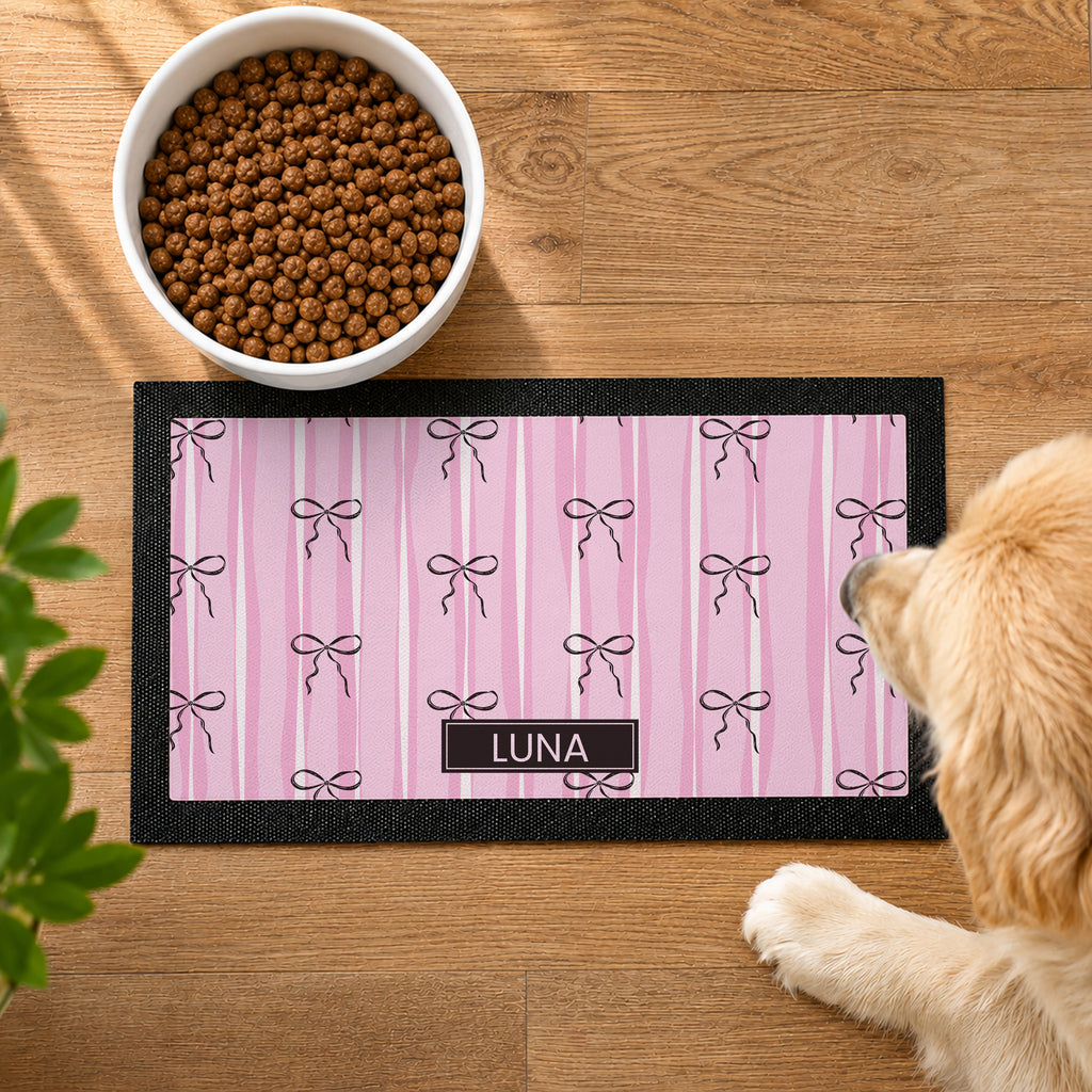 Personalised Pink Bow Pet Bowl Mat | Pet Gifts | Inspired Creative Gifts