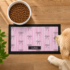 Personalised Pink Bow Pet Bowl Mat | Pet Gifts | Inspired Creative Gifts
