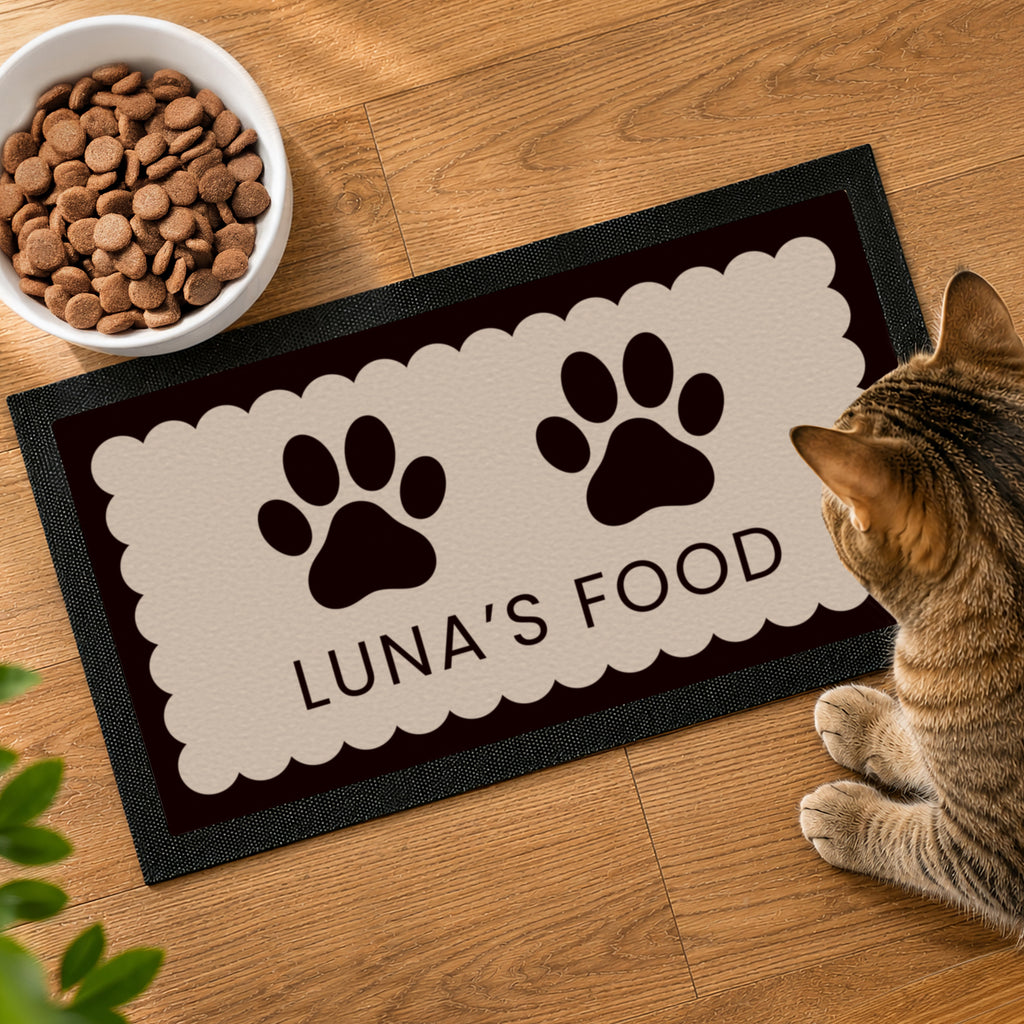 Personalised Paw Prints Pet Bowl Mat | Pet Gifts