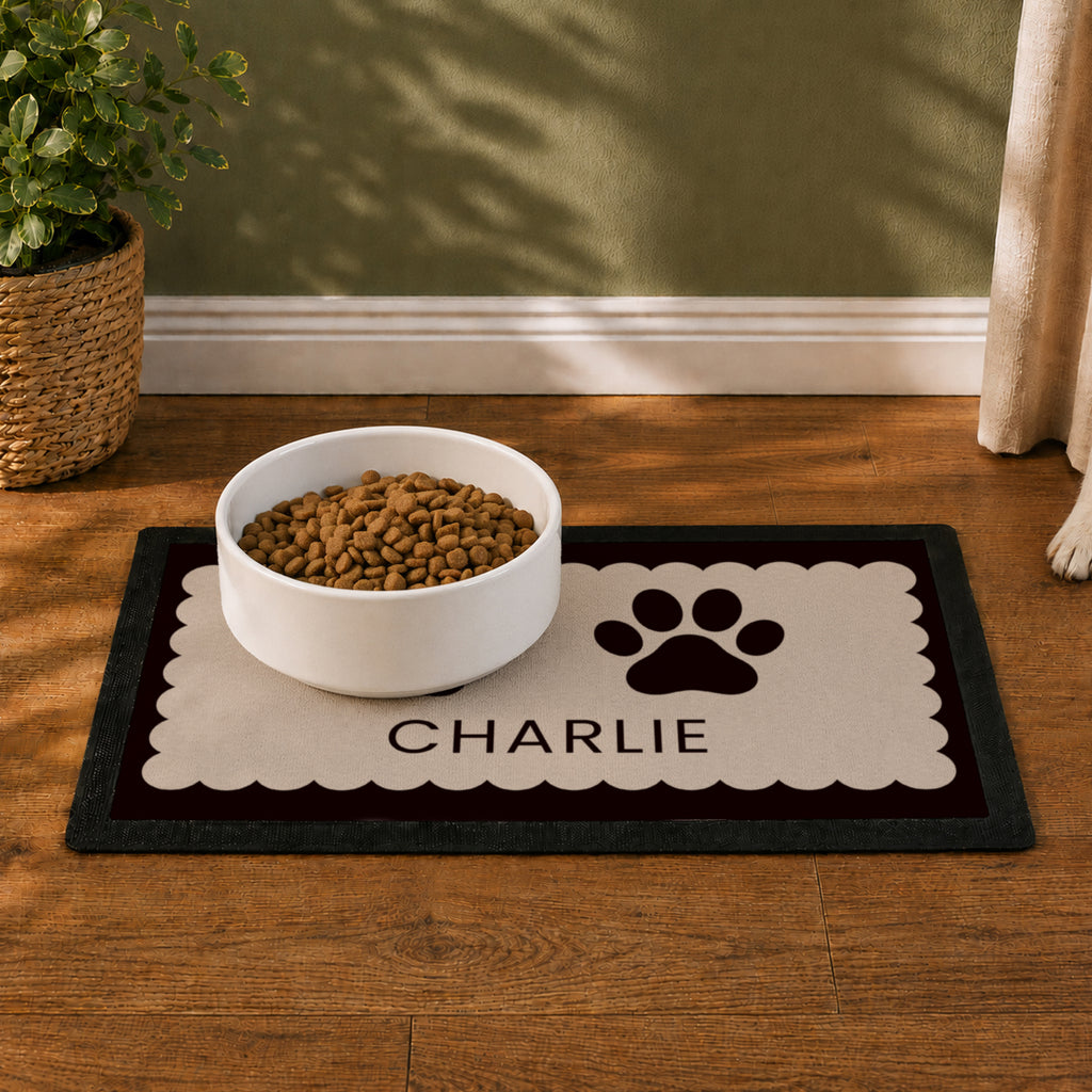 Personalised Paw Prints Pet Bowl Mat | Pet Gifts