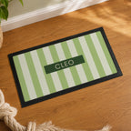 Personalised Green Stripe Pet Bowl Mat | Pet Gifts