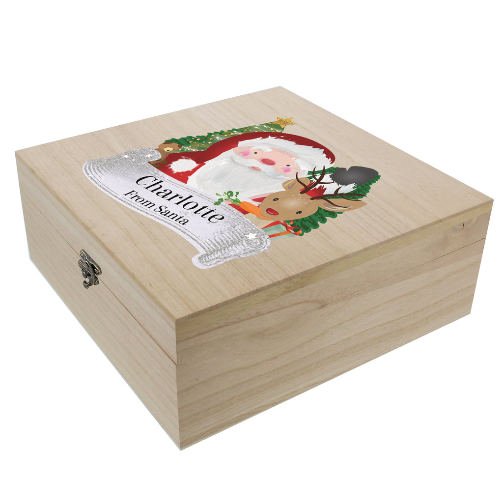 Personalised Colourful Santa Large Wooden Christmas Eve Box | Christmas Gift