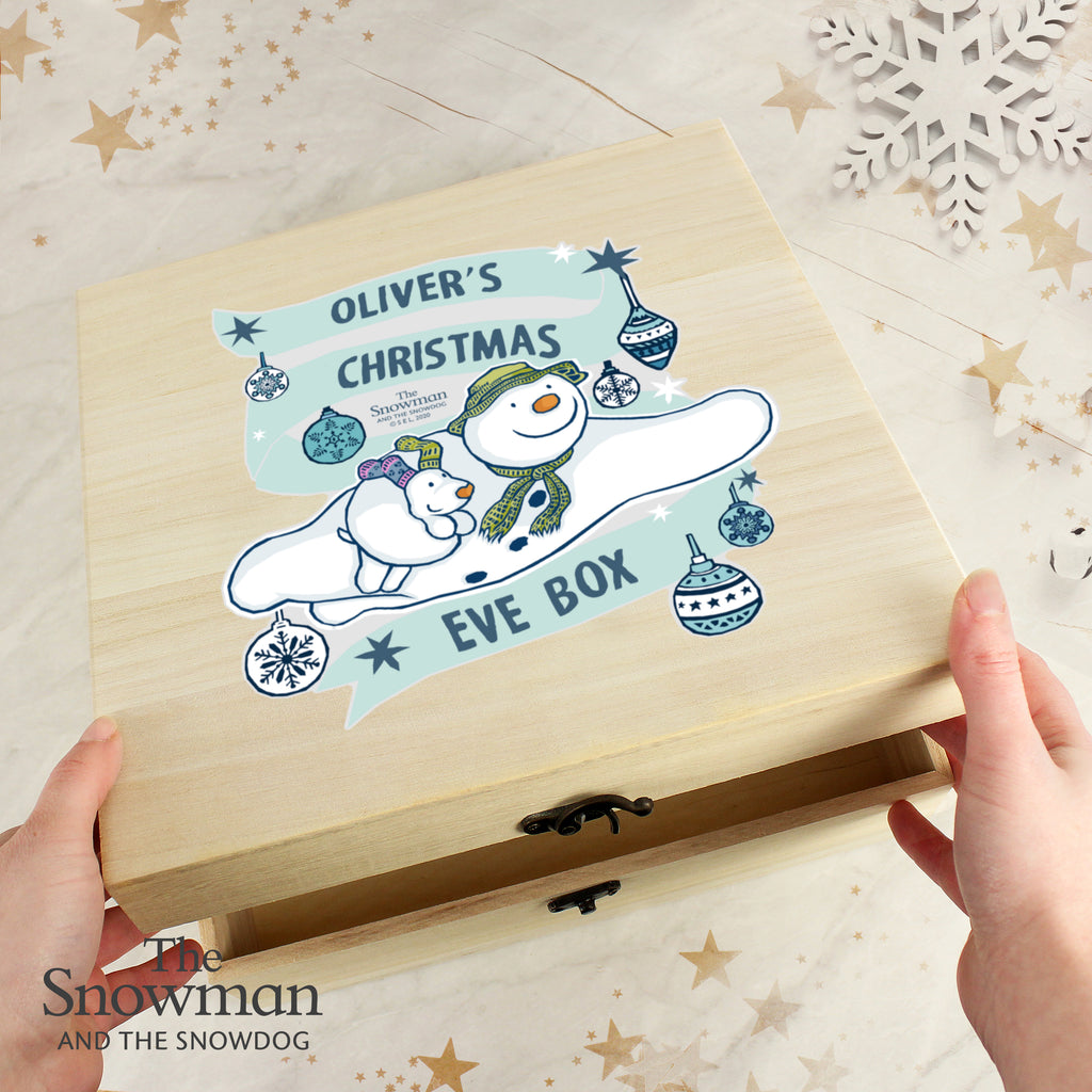 Personalised The Snowman and the Snowdog Large Wooden Christmas Eve Box -  - Inspired Creative Gifts