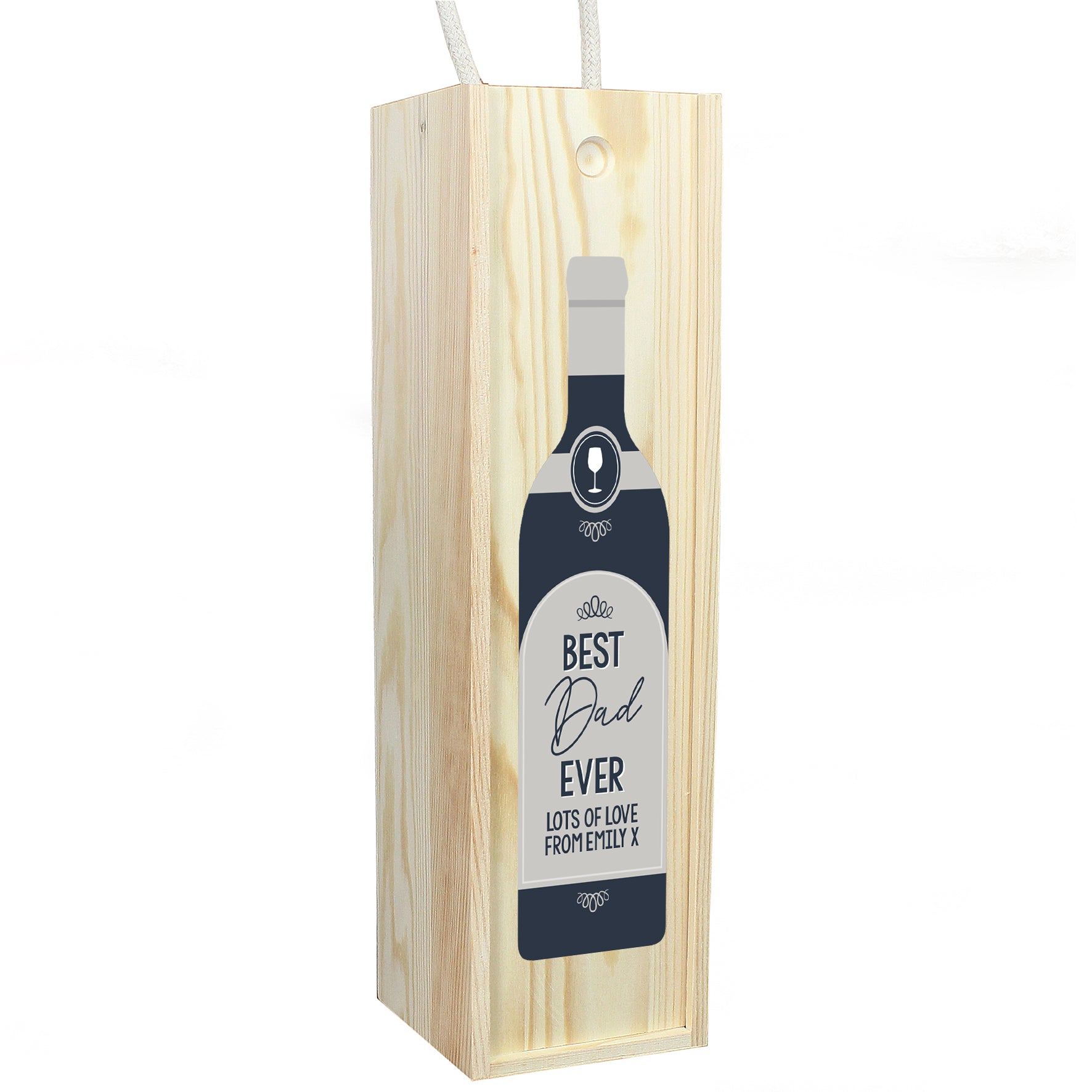 Personalised Free Text Grey Wooden Wine Bottle Box - Inspired Creative Gifts
