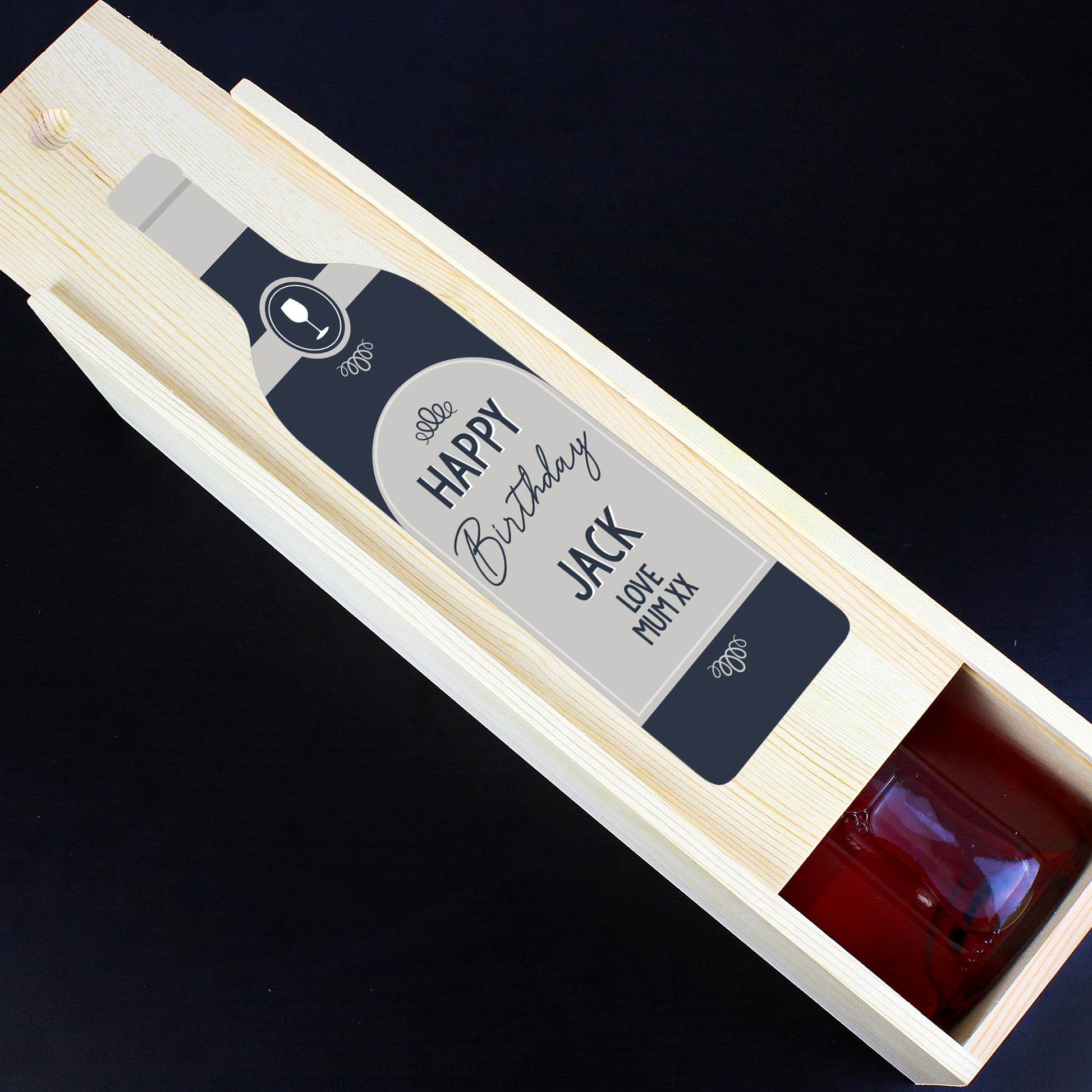 Personalised Free Text Grey Wooden Wine Bottle Box - Inspired Creative Gifts