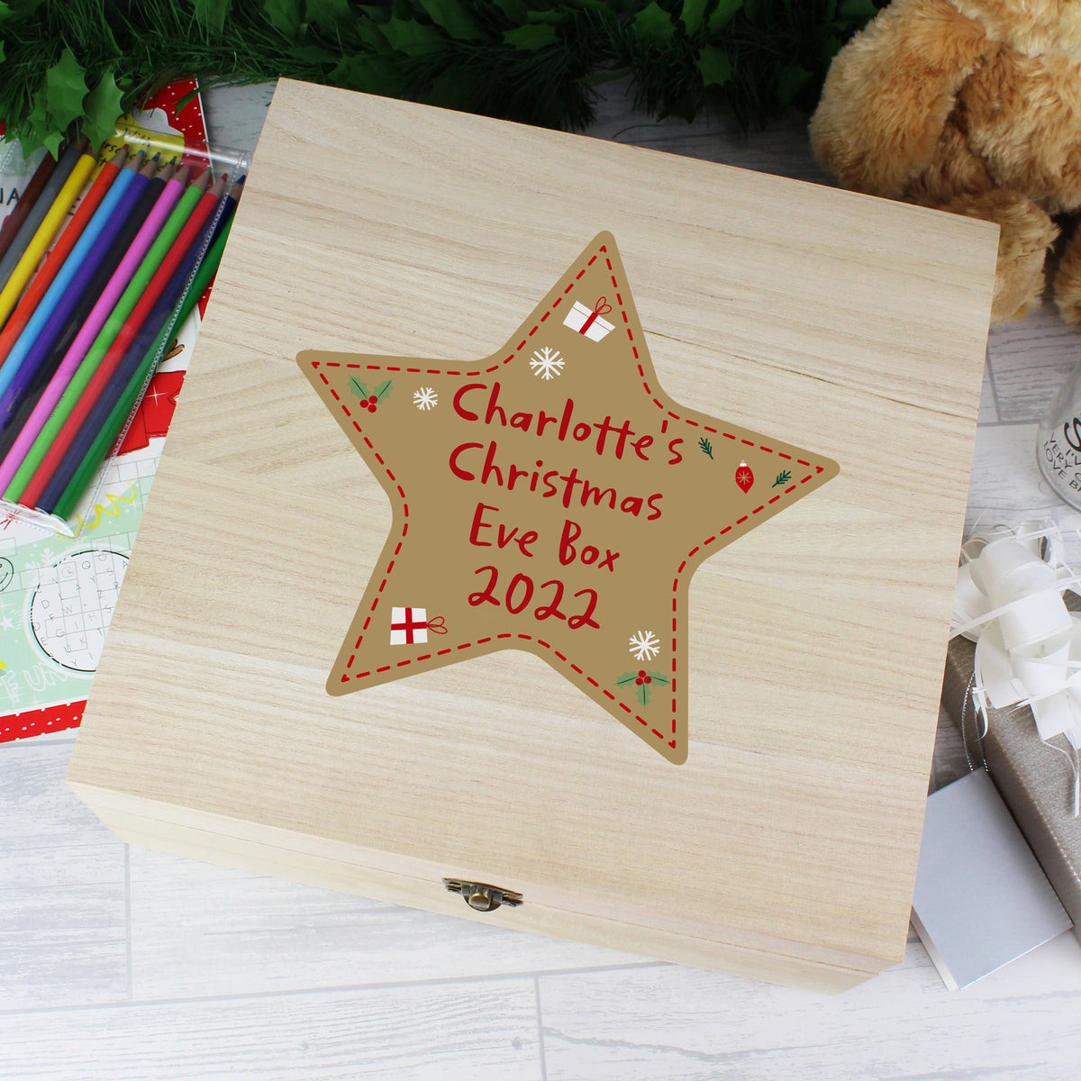 Personalised Christmas Star Large Wooden Keepsake Box | Trinket, Jewellery & Keepsake Boxes | Christmas Gift