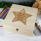 Personalised Christmas Star Large Wooden Keepsake Box | Trinket, Jewellery & Keepsake Boxes | Christmas Gift