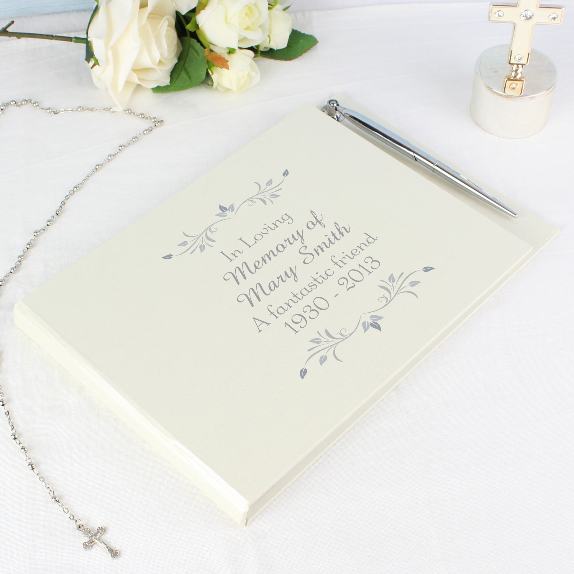 Personalised Sentiments Hardback Guest Book & Pen - Guest Book - Inspired Creative Gifts