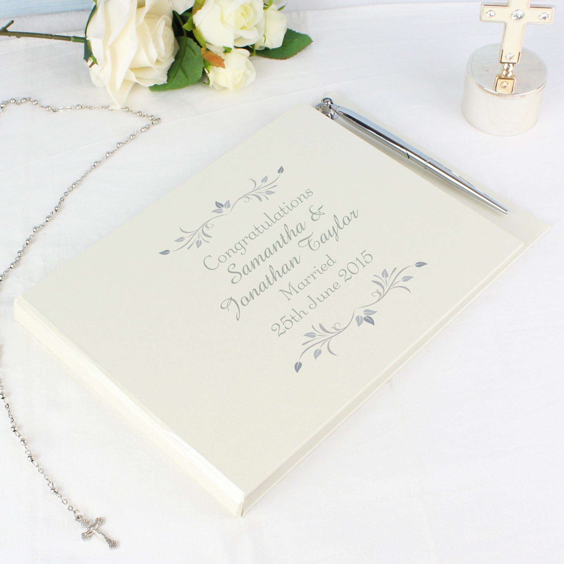 Personalised Sentiments Hardback Guest Book & Pen - Guest Book - Inspired Creative Gifts