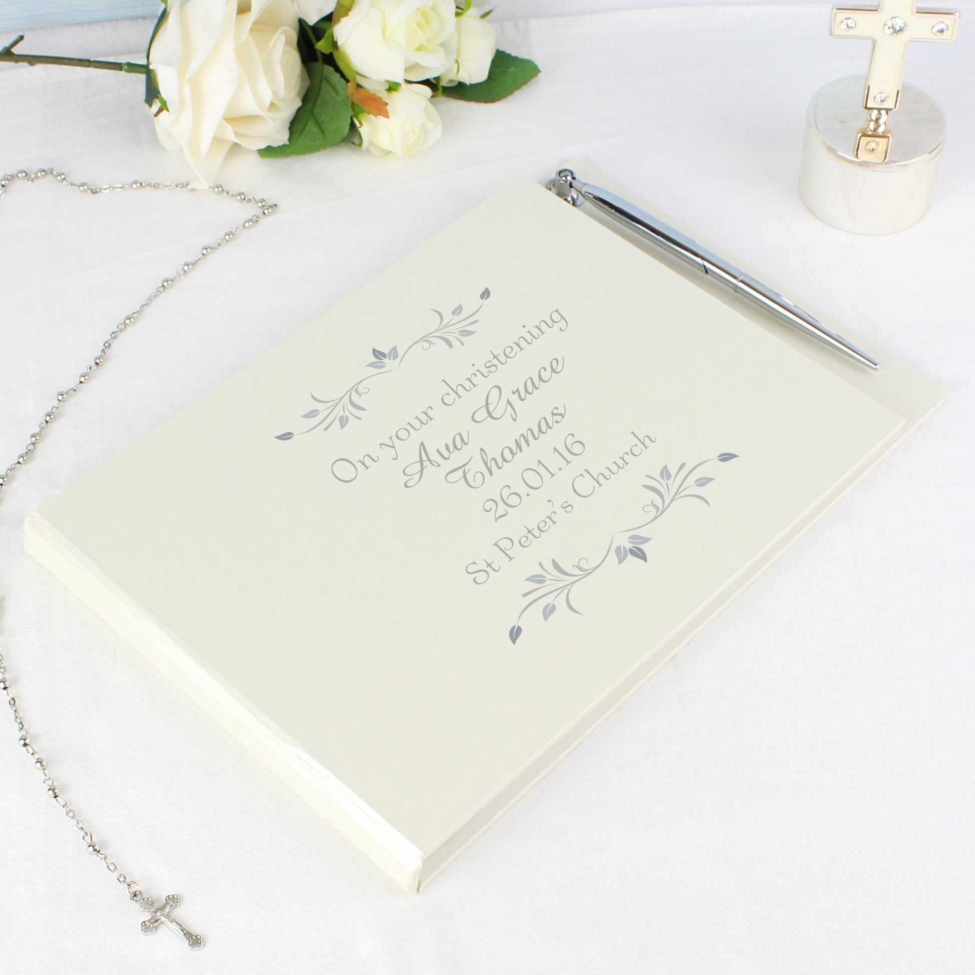Personalised Sentiments Hardback Guest Book & Pen - Guest Book - Inspired Creative Gifts