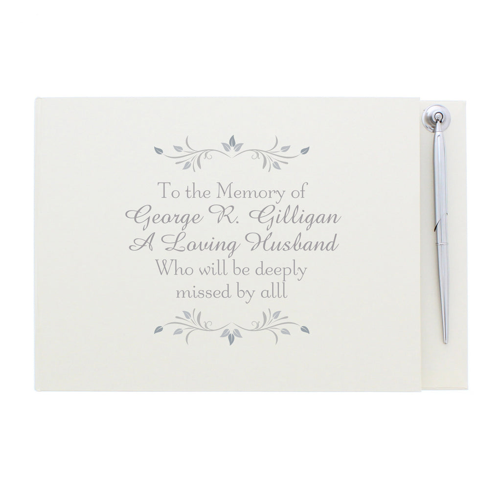 Personalised Sentiments Hardback Guest Book & Pen - Guest Book - Inspired Creative Gifts