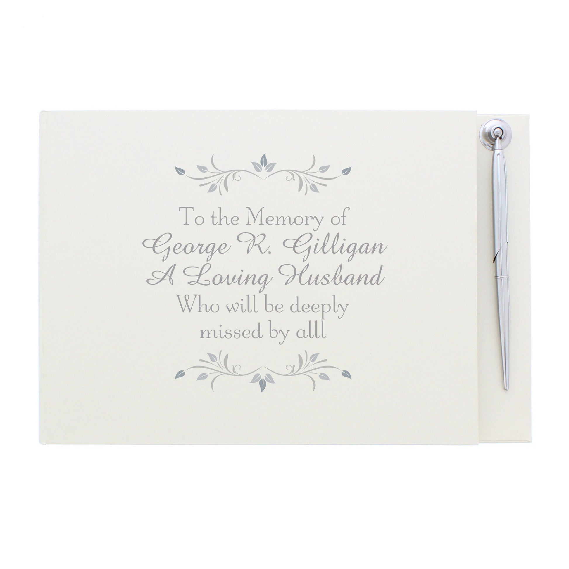 Personalised Sentiments Hardback Guest Book & Pen - Guest Book - Inspired Creative Gifts