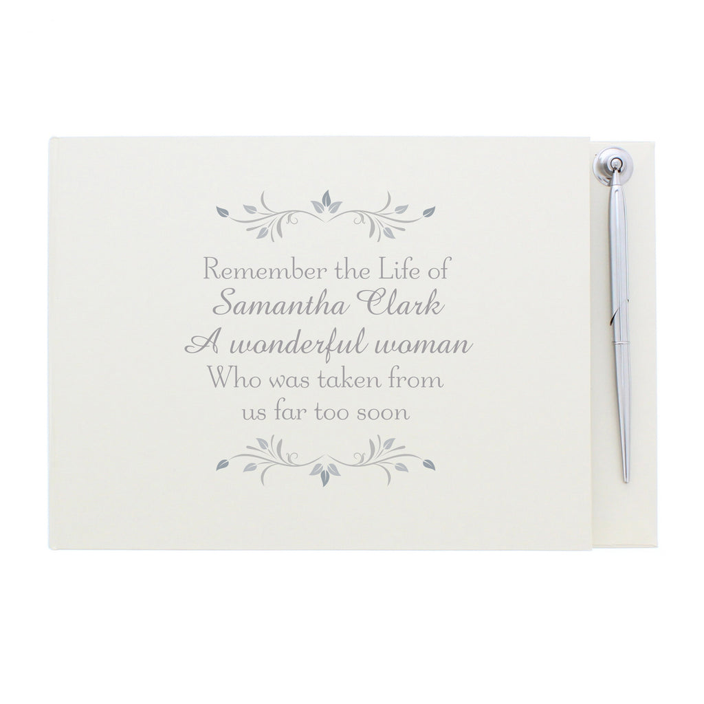 Personalised Sentiments Hardback Guest Book & Pen - Guest Book - Inspired Creative Gifts