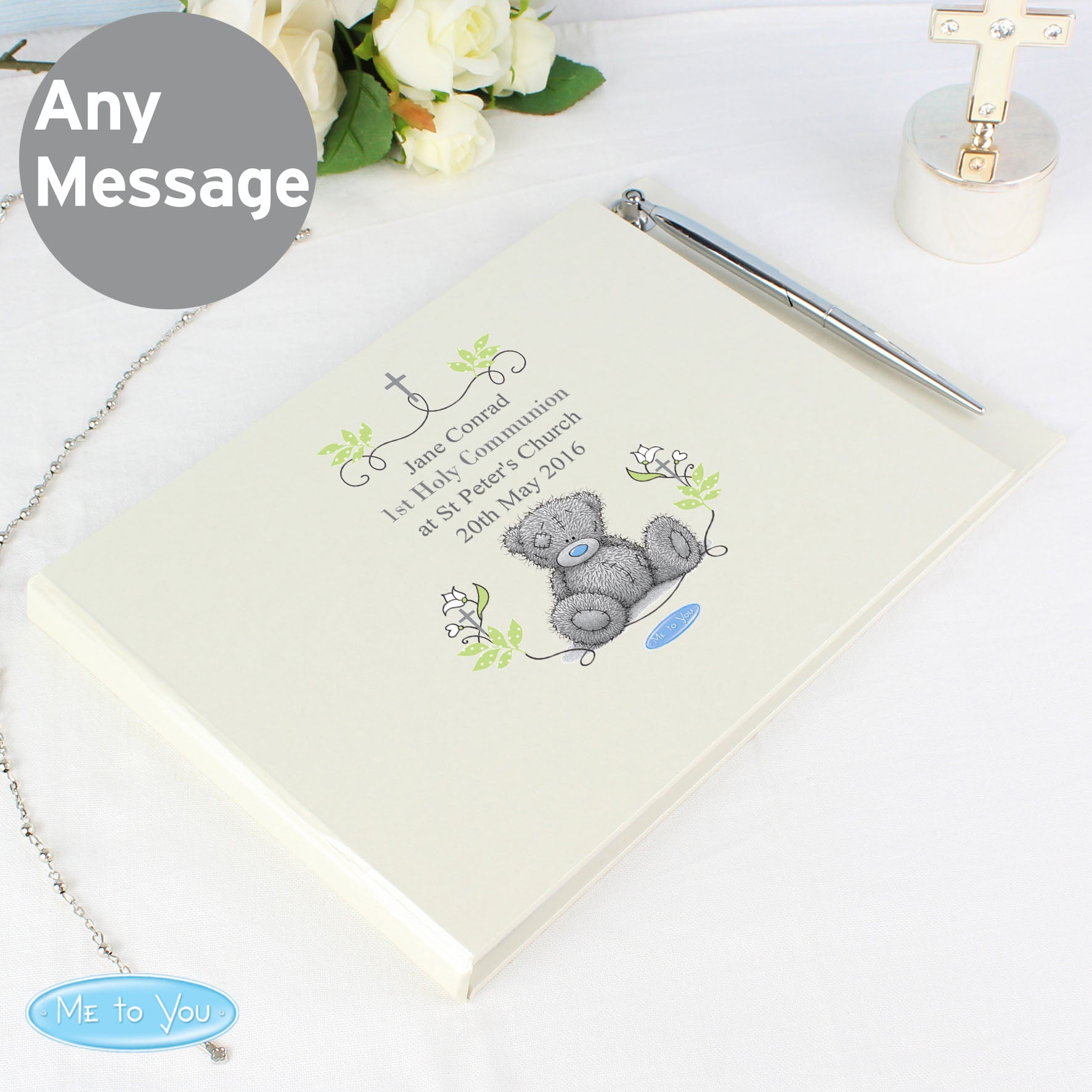 Personalised Religious Cross Hardback Guest Book & Pen - Guest Book - Inspired Creative Gifts