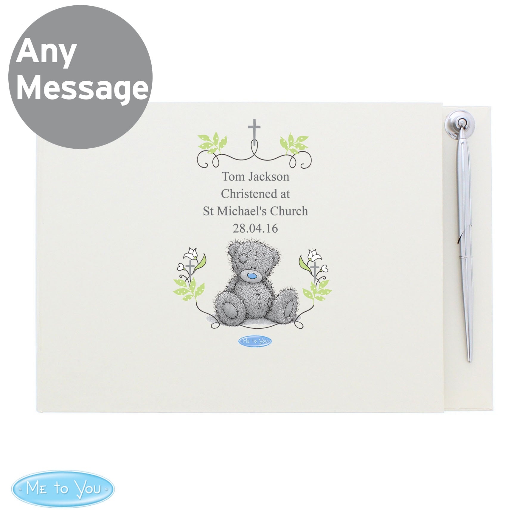 Personalised Religious Cross Hardback Guest Book & Pen - Guest Book - Inspired Creative Gifts