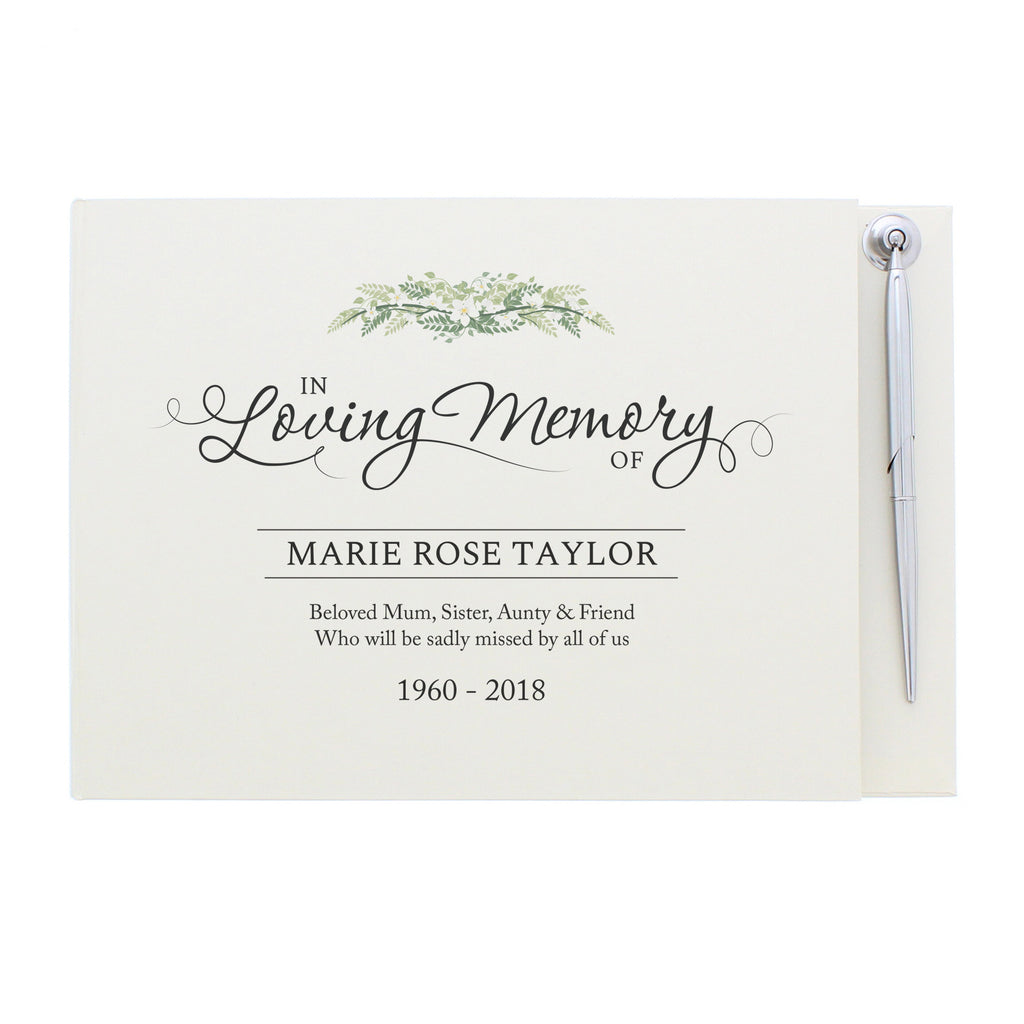 Personalised In Loving Memory Hardback Guest Book & Pen - Guest Book - Inspired Creative Gifts