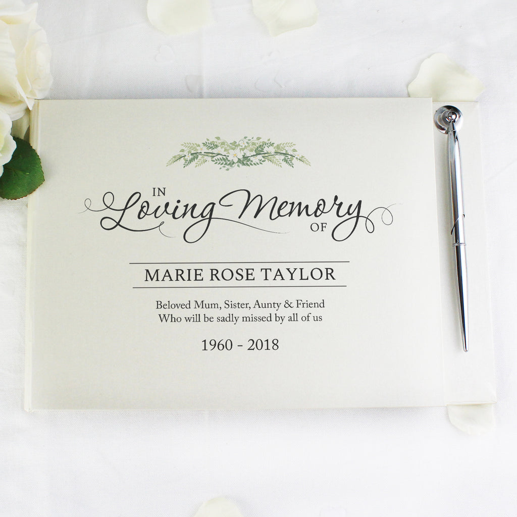 Personalised In Loving Memory Hardback Guest Book & Pen - Guest Book - Inspired Creative Gifts