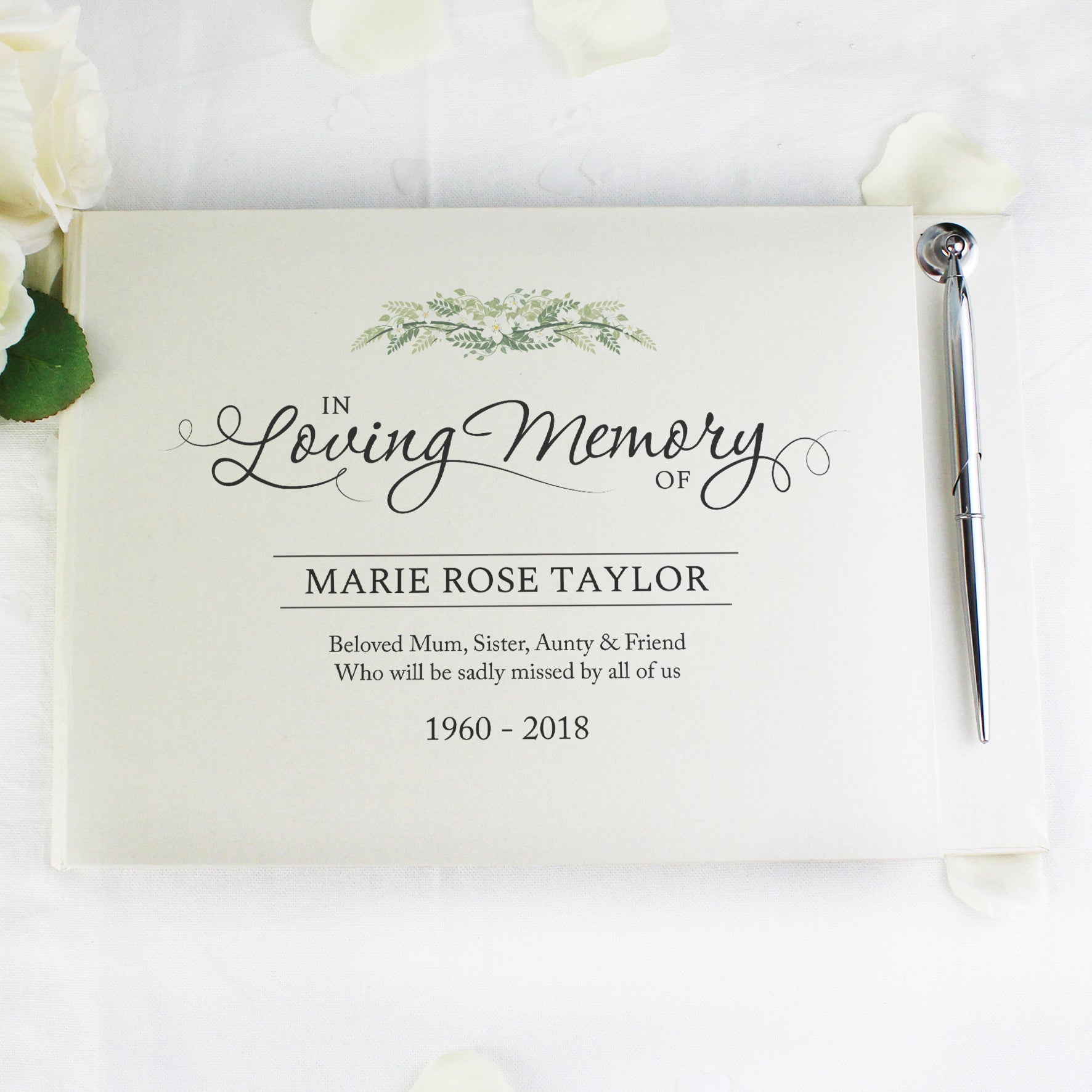 Personalised In Loving Memory Hardback Guest Book & Pen - Guest Book - Inspired Creative Gifts
