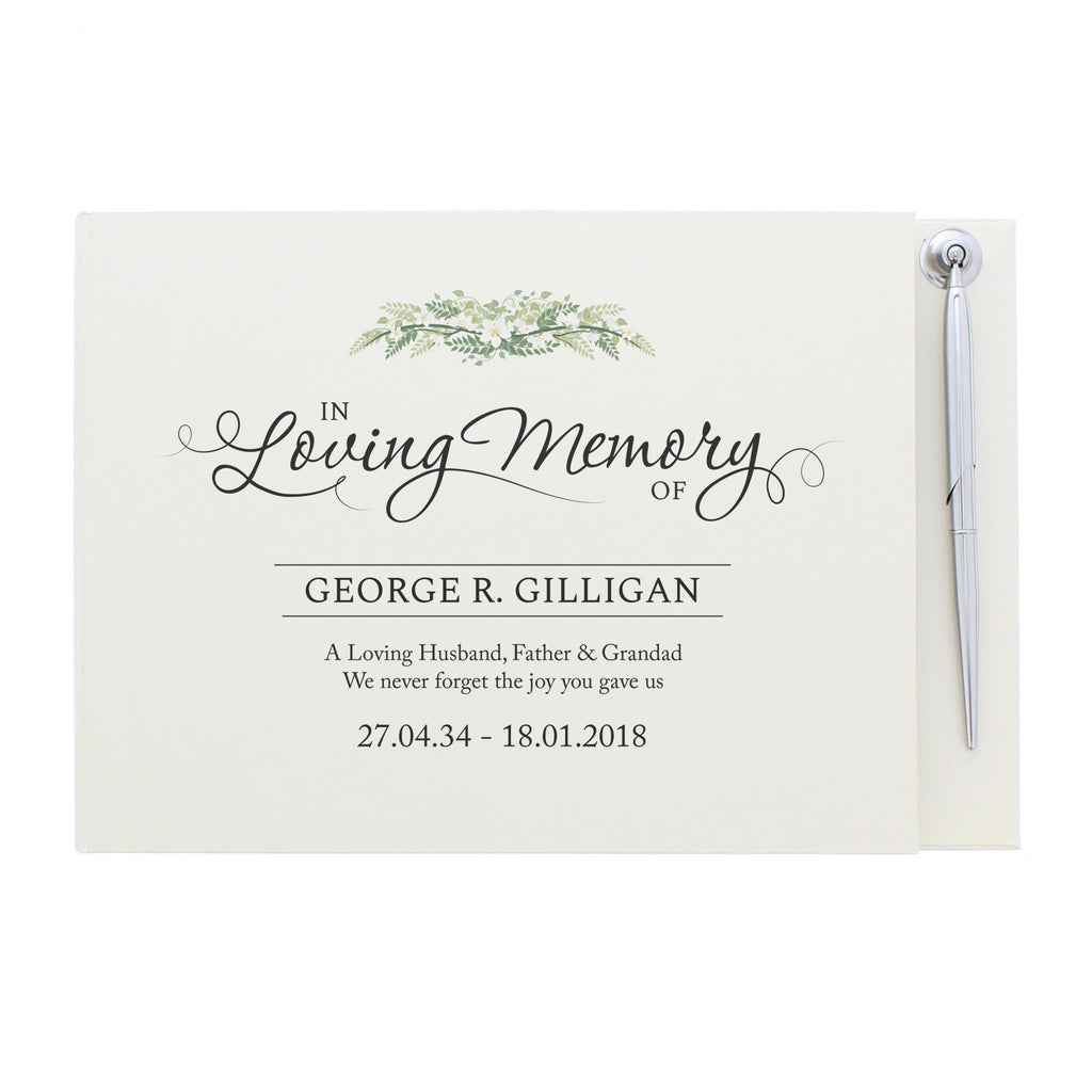 Personalised In Loving Memory Hardback Guest Book & Pen - Guest Book - Inspired Creative Gifts