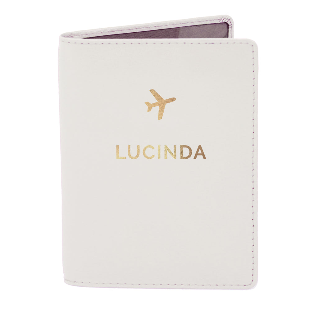Personalised Gold Name Cream Passport Holder - Passport Holder - Inspired Creative Gifts