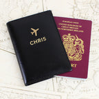 Personalised Gold Name Black Passport Holder for Birthday
