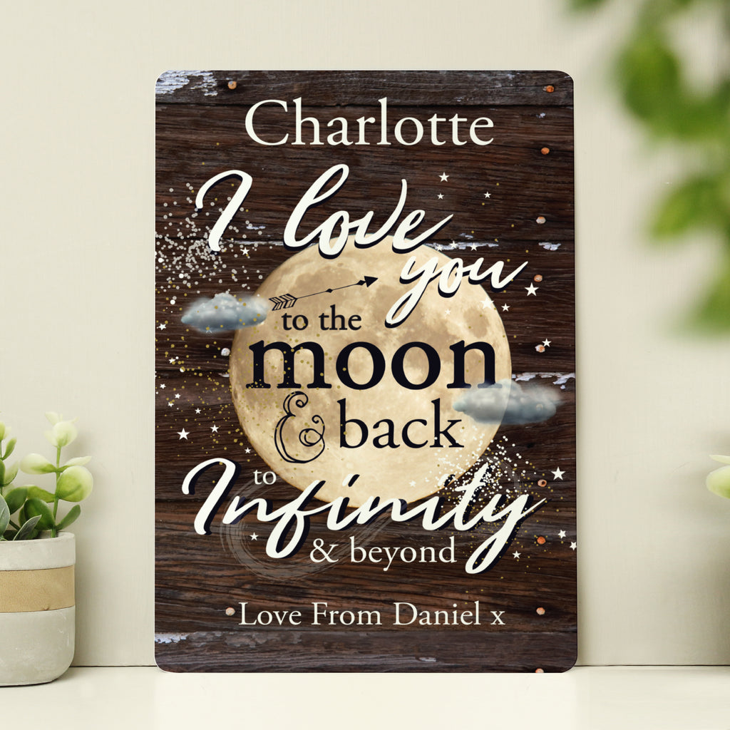 Personalised To the Moon & Back Metal Sign | Valentine's Day Gift