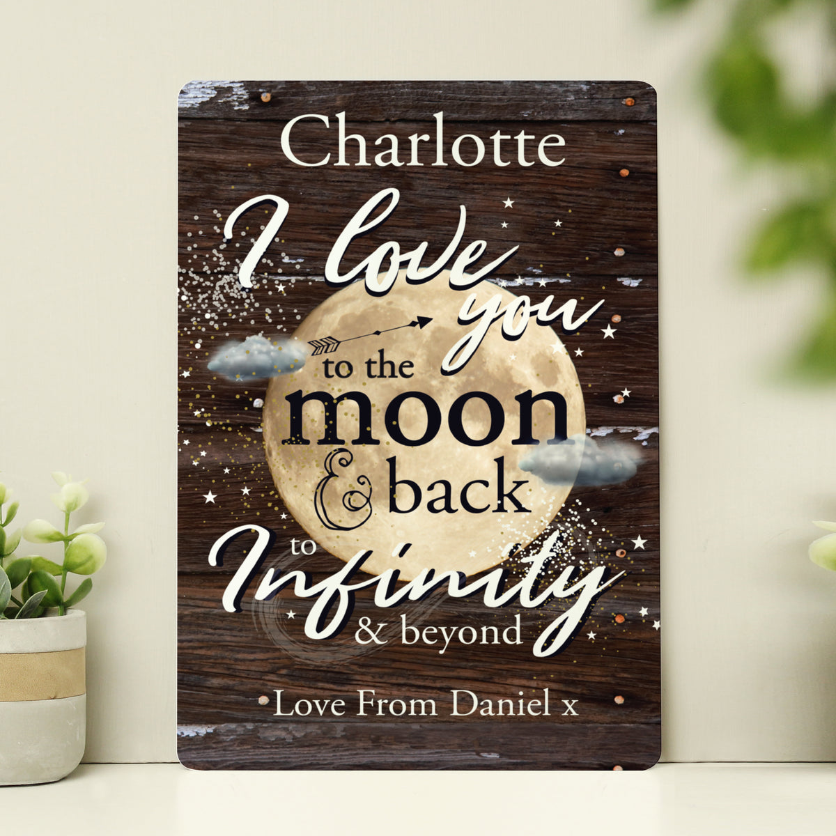 Personalised To the Moon & Back Metal Sign | Valentine's Day Gift