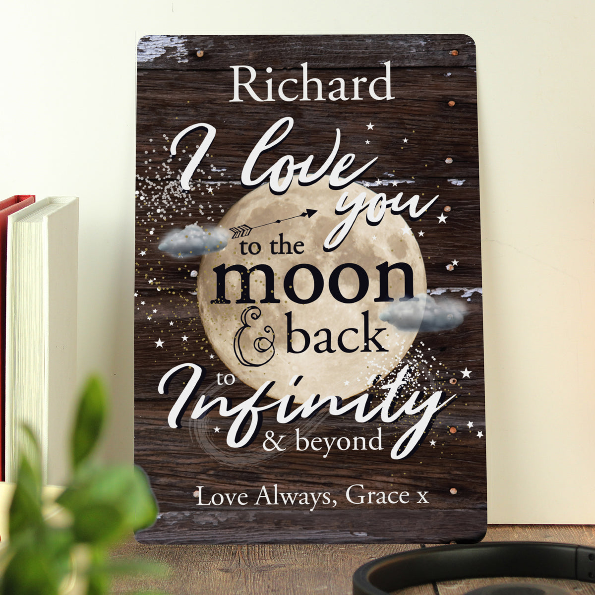 Personalised To the Moon & Back Metal Sign | Valentine's Day Gift