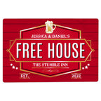 Personalised Free House Red Metal Sign