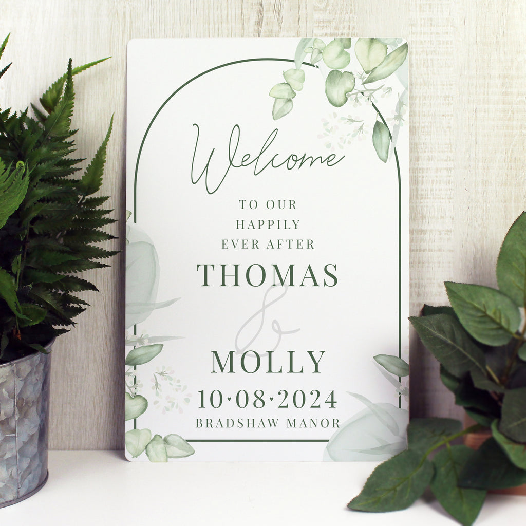 Personalised Botanical Wedding Metal Sign | Wedding Gift