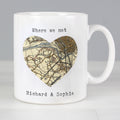 Personalised 1896 - 1904 Revised New Map Heart Mug for Wedding