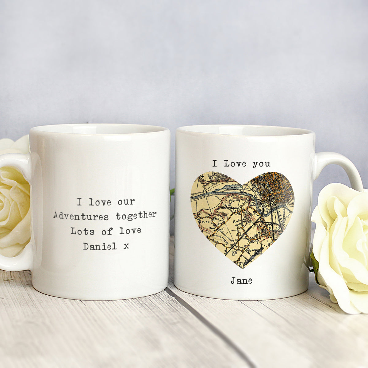 Personalised 1896 - 1904 Revised New Map Heart Mug for Wedding
