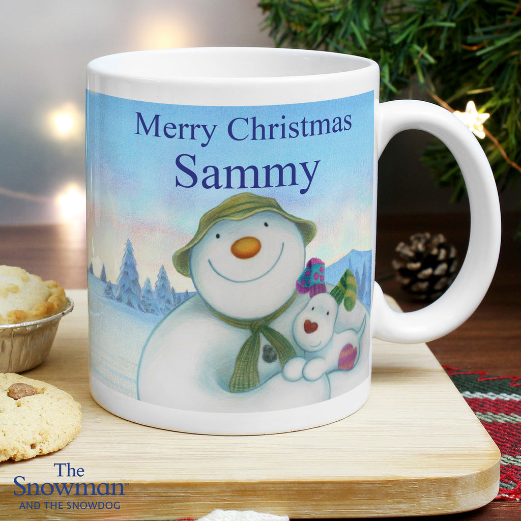 Personalised Traditional The Snowman and the Snowdog Mug for Christmas